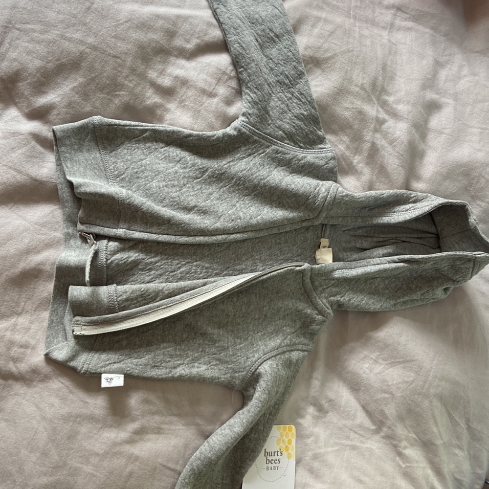 Burts bees baby gray zip up sweatshirt
